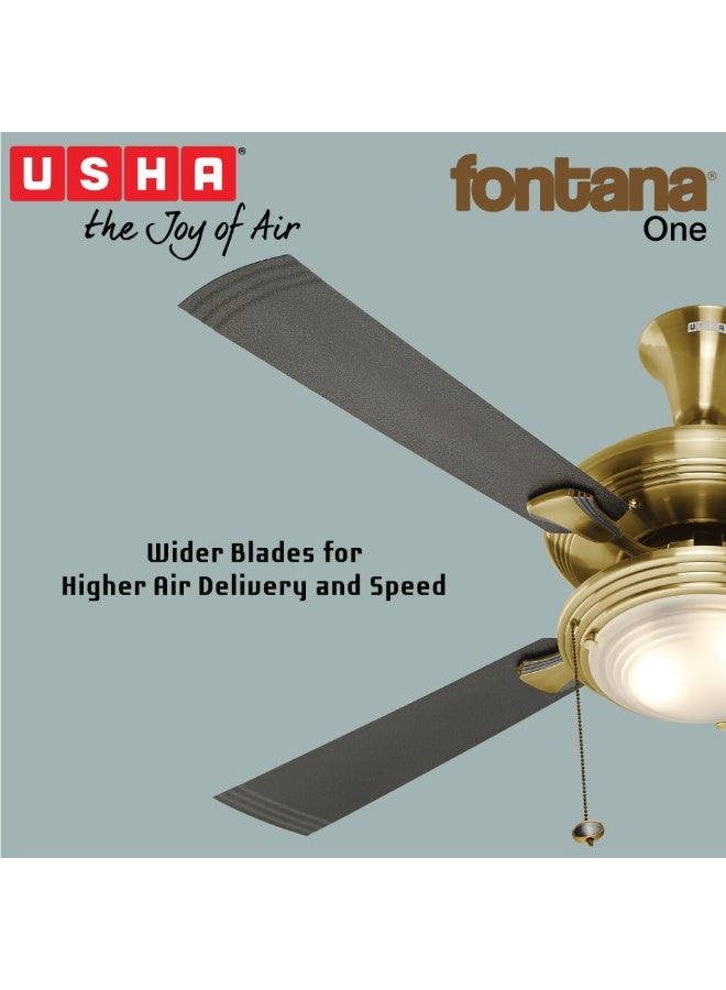 أوشا USHA Fontana One 1270Mm ISI Ceiling Fan With Decorative Lights | BEE Star Rated | 100% Copper Motor | RF Remote,High Air Speed And Delivery | 2 Year Warranty | ( Antique Brass ) - Image 2